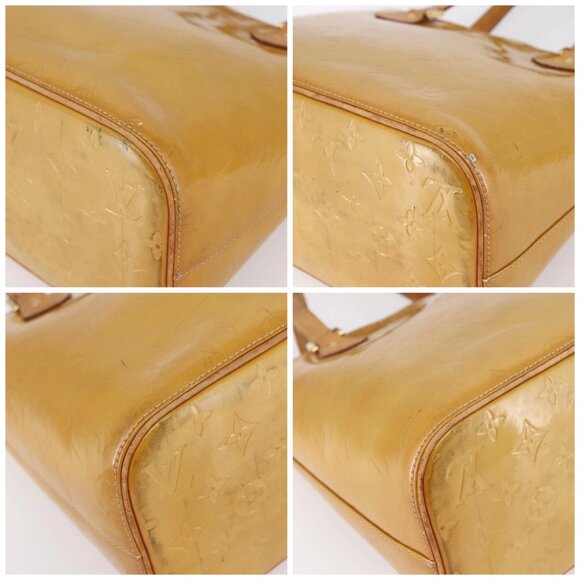 LOUIS VUITTON Monogram Vernis Houston Hand Bag Beige M91004 LV Auth 149327 - Picture 14 of 16